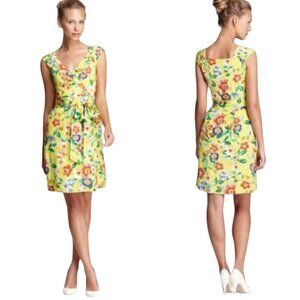 Kate Spade New York Cathleen Print Yellow Silk Wrap Dress Full Bloom Size 4